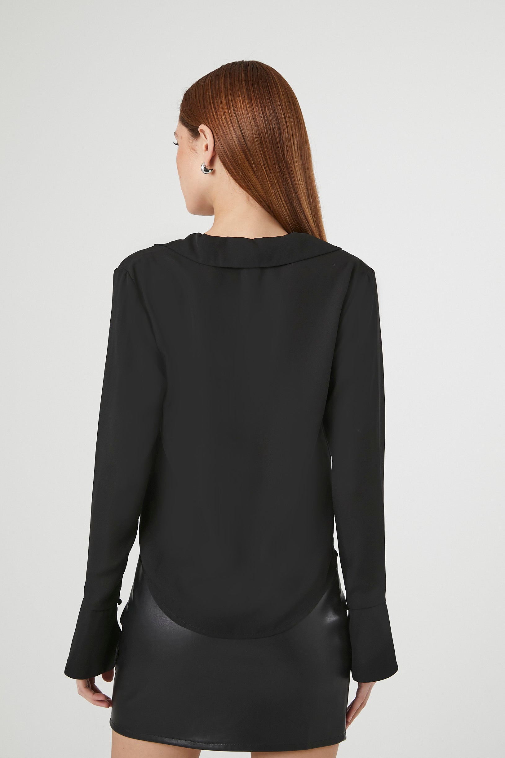 Buttoned Trumpet Sleeve Top