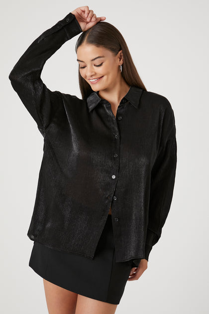 Sparkle High Low Button-Up Top