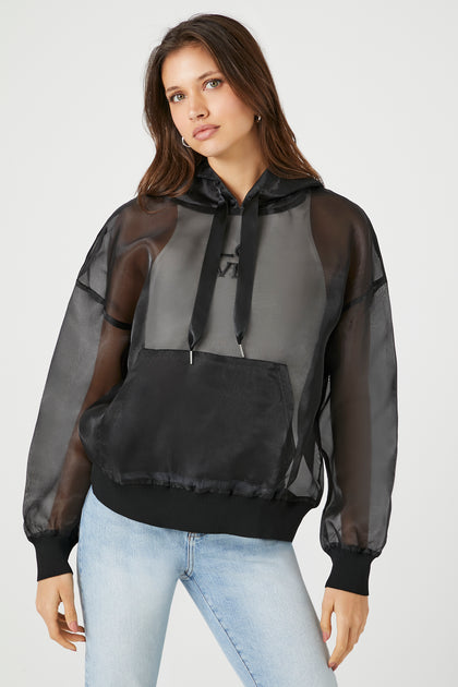 Sheer deals black hoodie