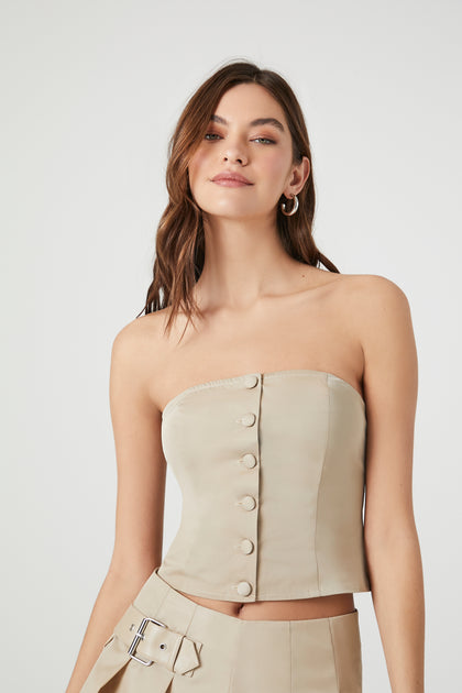 Button Front Tube Top