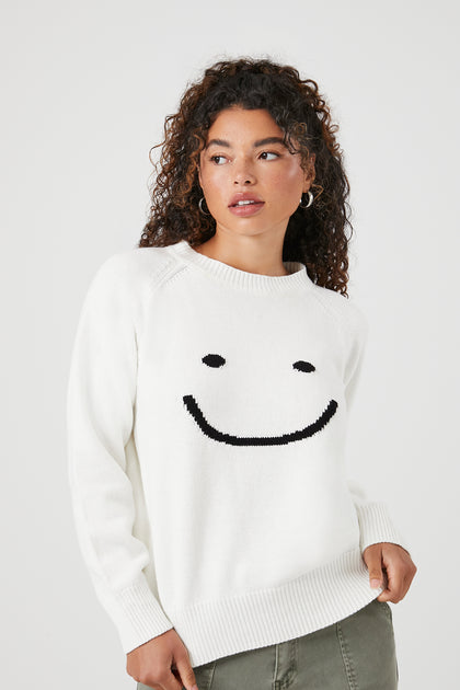 Chandail en tricot à imprimé Happy Face