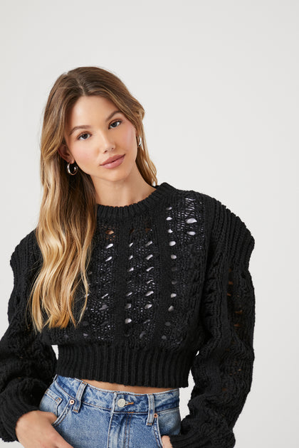 Open Knit Cropped Sweater