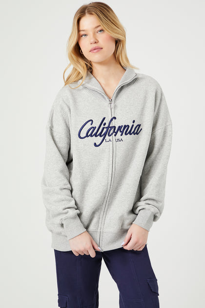 California Embroidered Fleece Zip-Up Hoodie