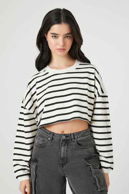 Striped Cropped Long Sleeve Top