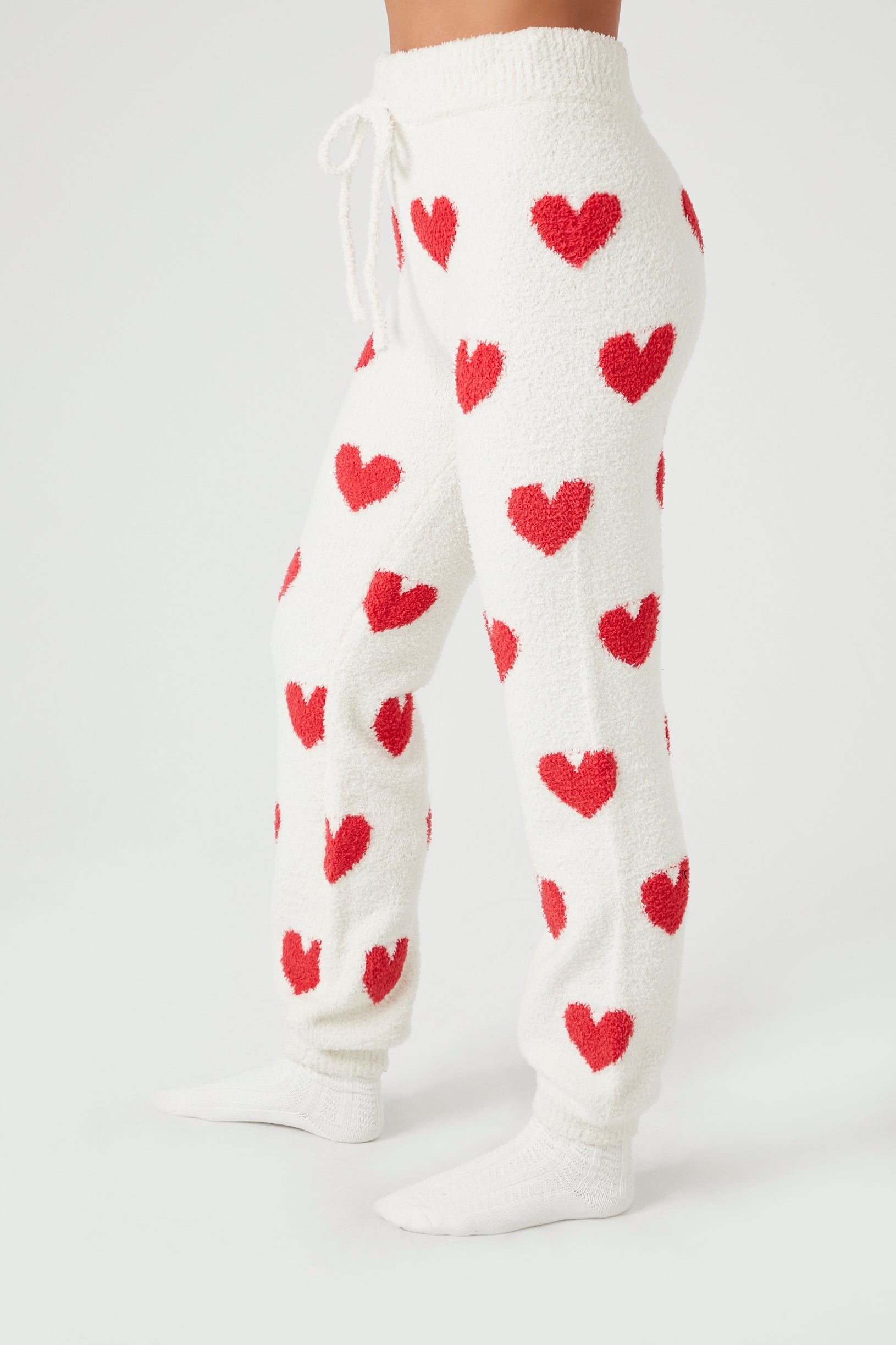 Heart Print Plush Pajama Pant