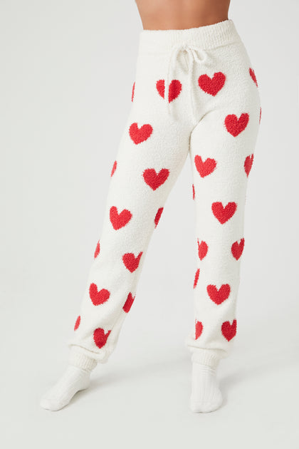 Pantalon de pyjama en peluche à imprimé Coeur