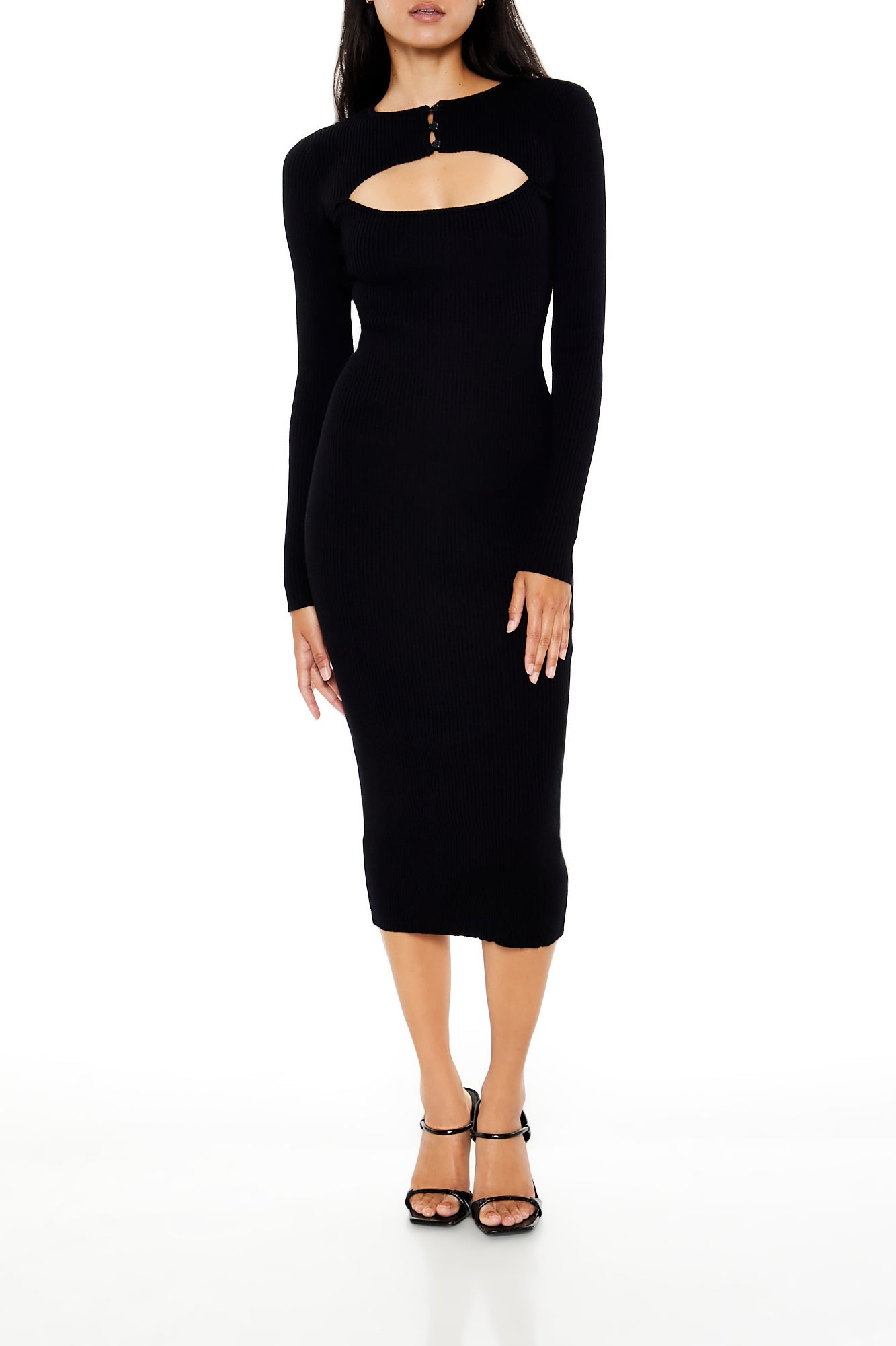 Cutout Bodycon Midi Sweater Dress