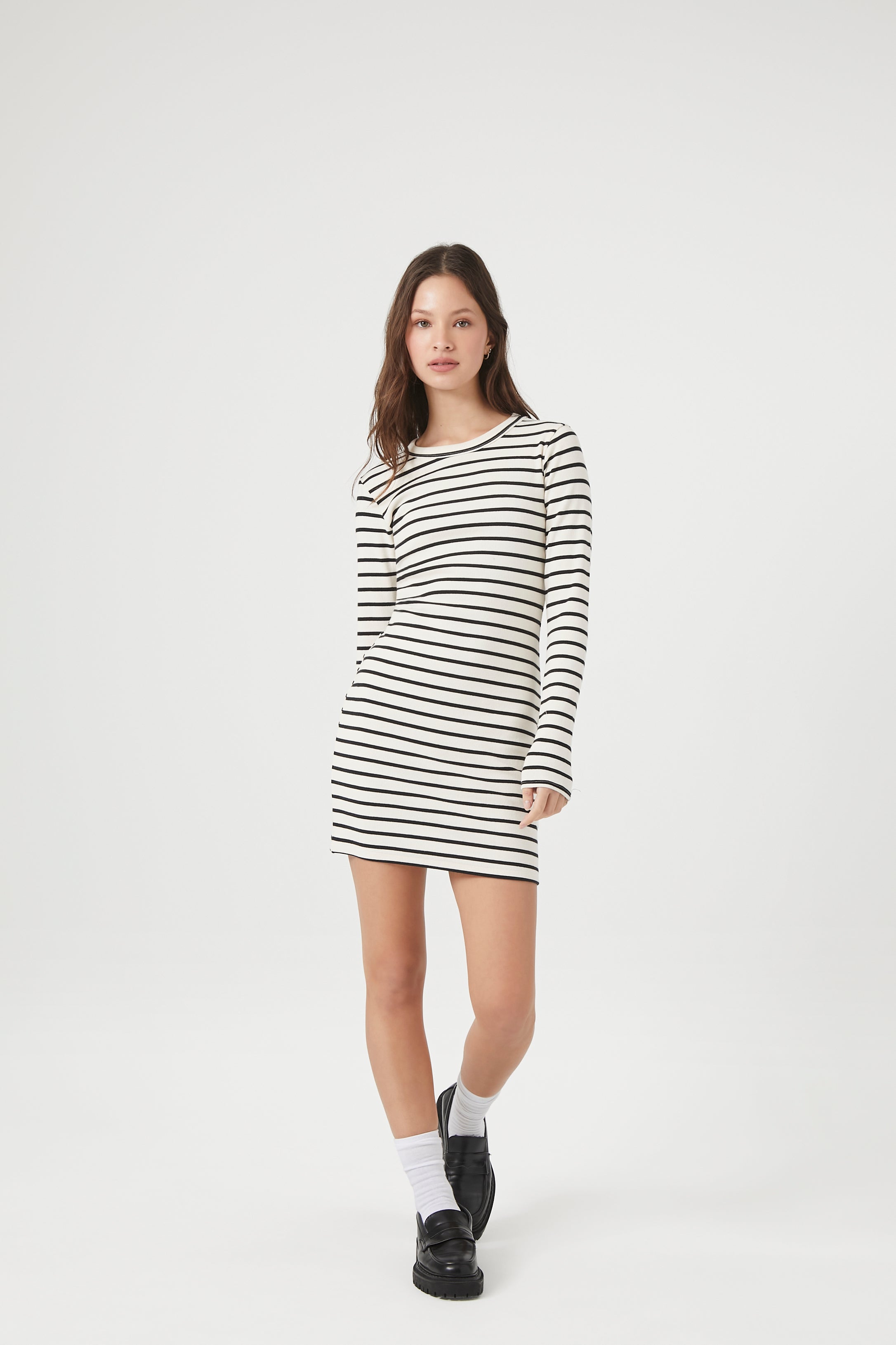 Striped Long Sleeve Mini Dress