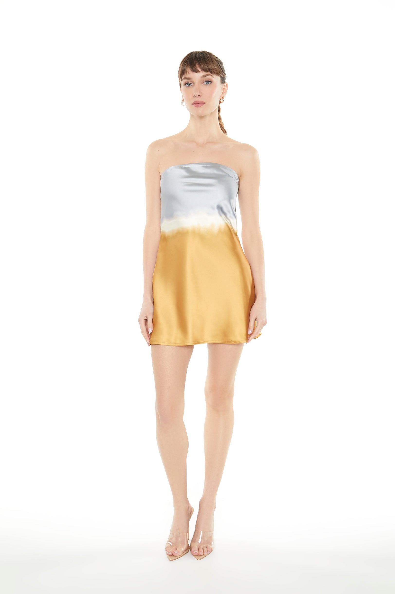 Satin Dip Dye Strapless Mini Dress – Urban Planet