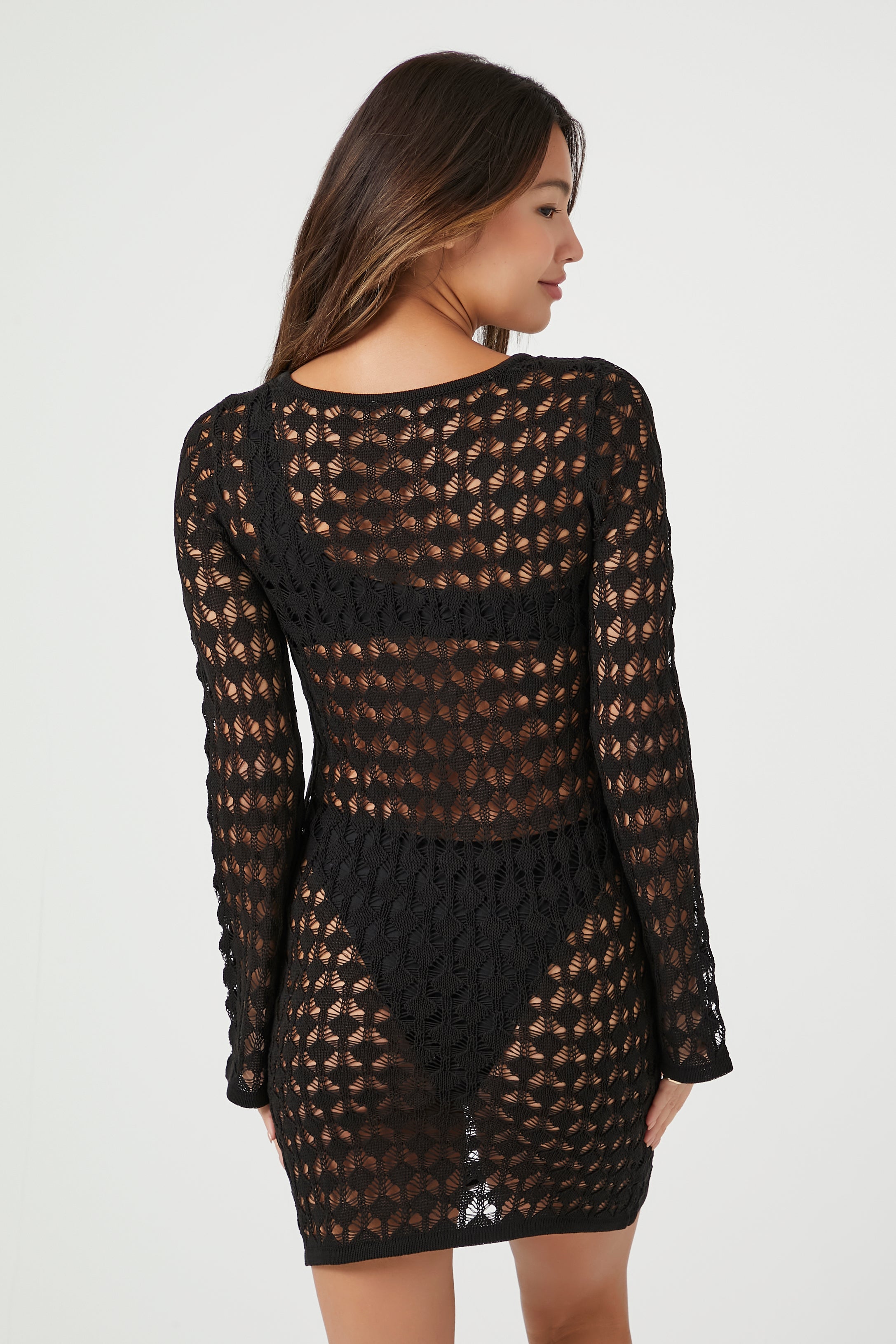 Sheer Pointelle Knit Dress Cover Up