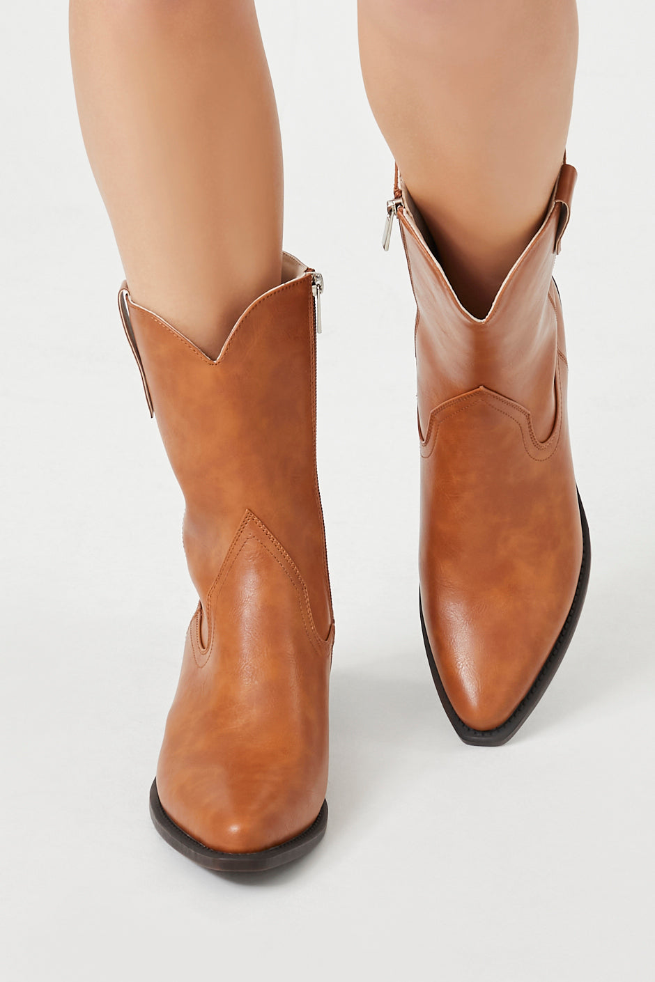 Faux-Leather Pointed Cowboy Boot