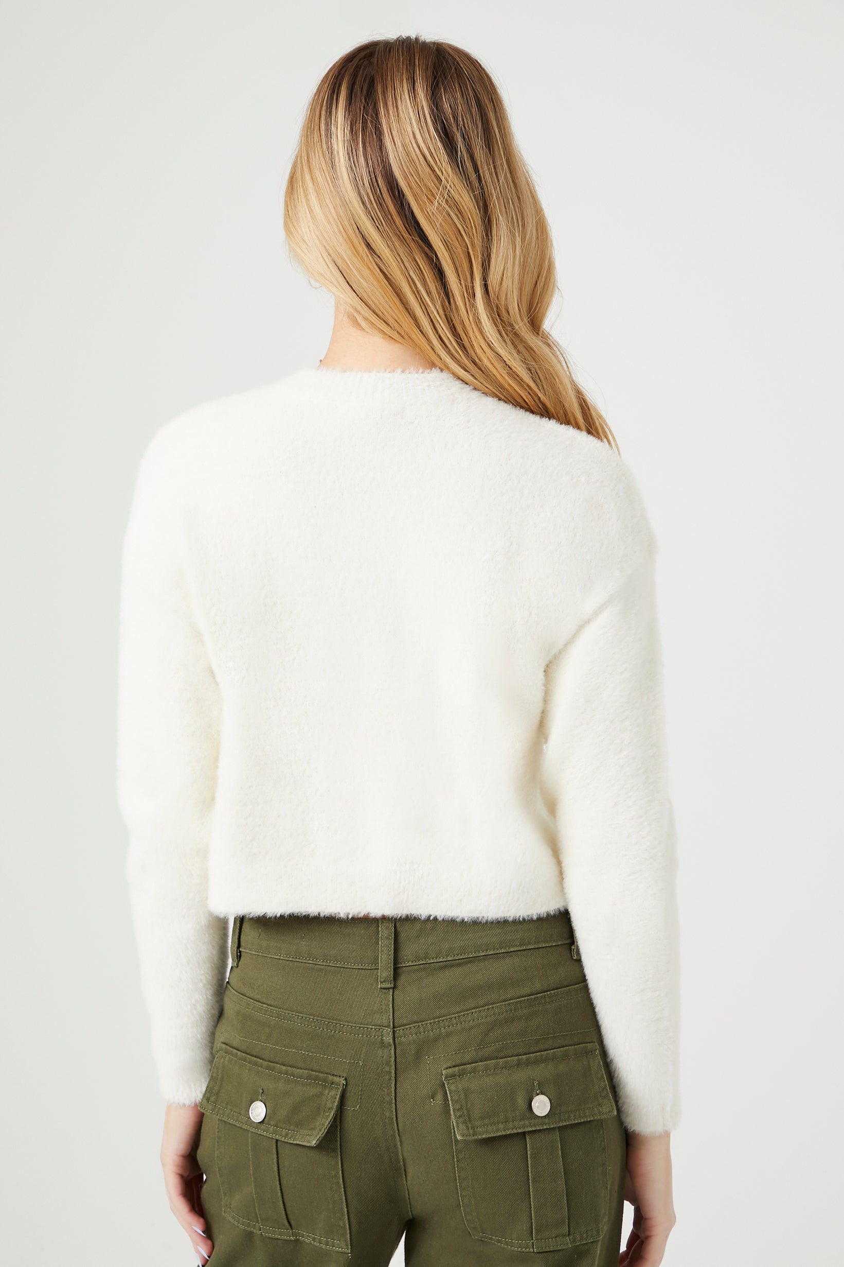 Fuzzy Knit Cherry Cropped Sweater