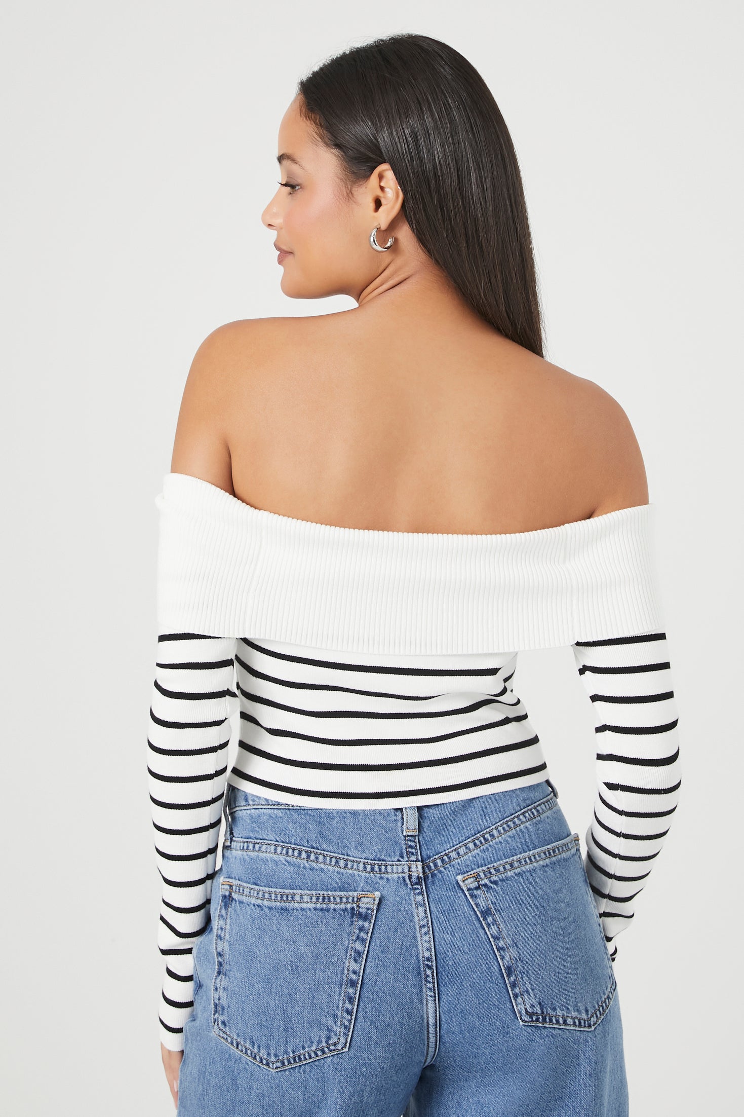 Striped Off Shoulder Sweater