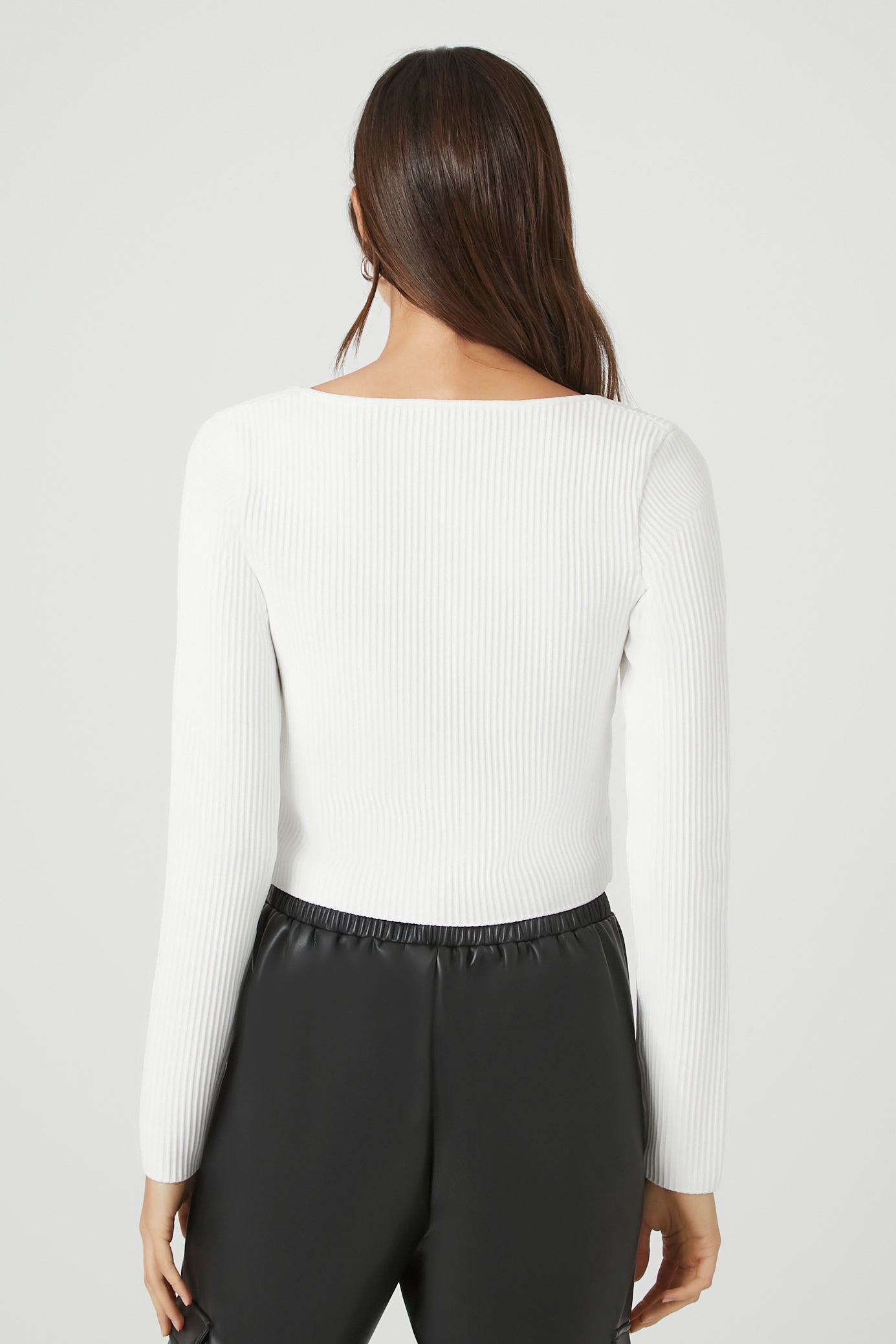 Ribbed Knit Square Neck Sweater