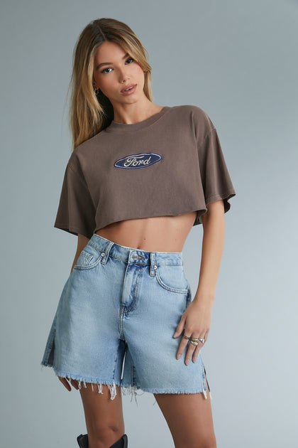 Ford Embroidered Cropped T-Shirt