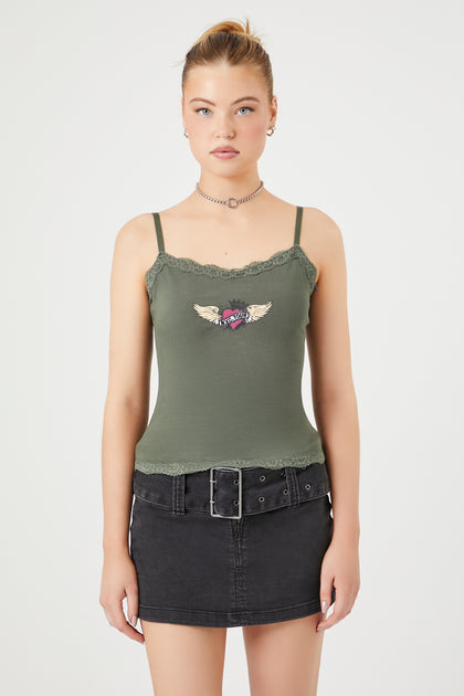 NYC Tour Graphic Lace Trim Cami