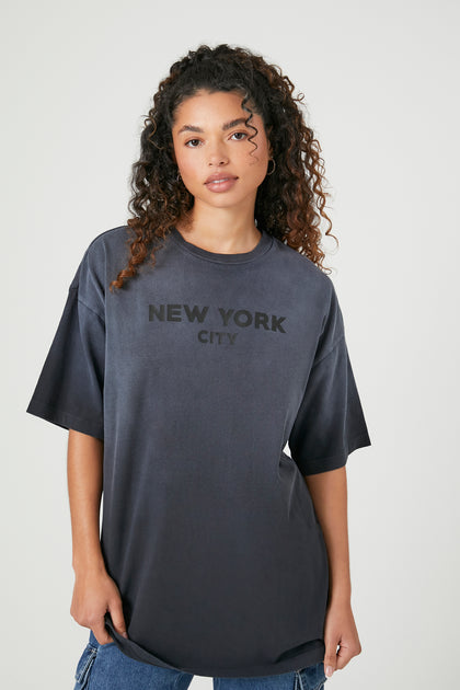 T-shirt délavé à imprimé New York City