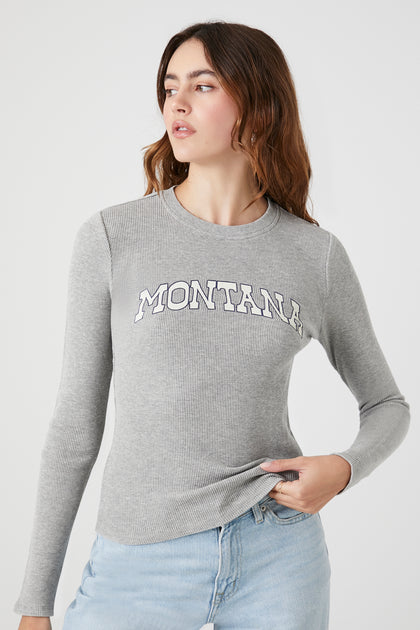 Montana Graphic Ribbed Long Sleeve Top