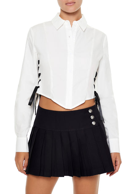 Lace Up Side Button-Up Top