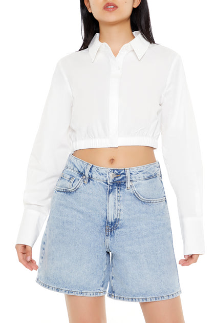 Poplin Cropped Long Sleeve Top