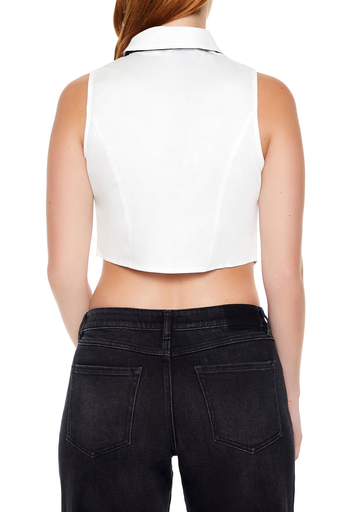 Sleeveless Cropped Neck Tie Top