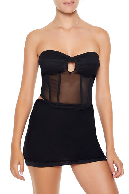 Mesh Corset Tube Top