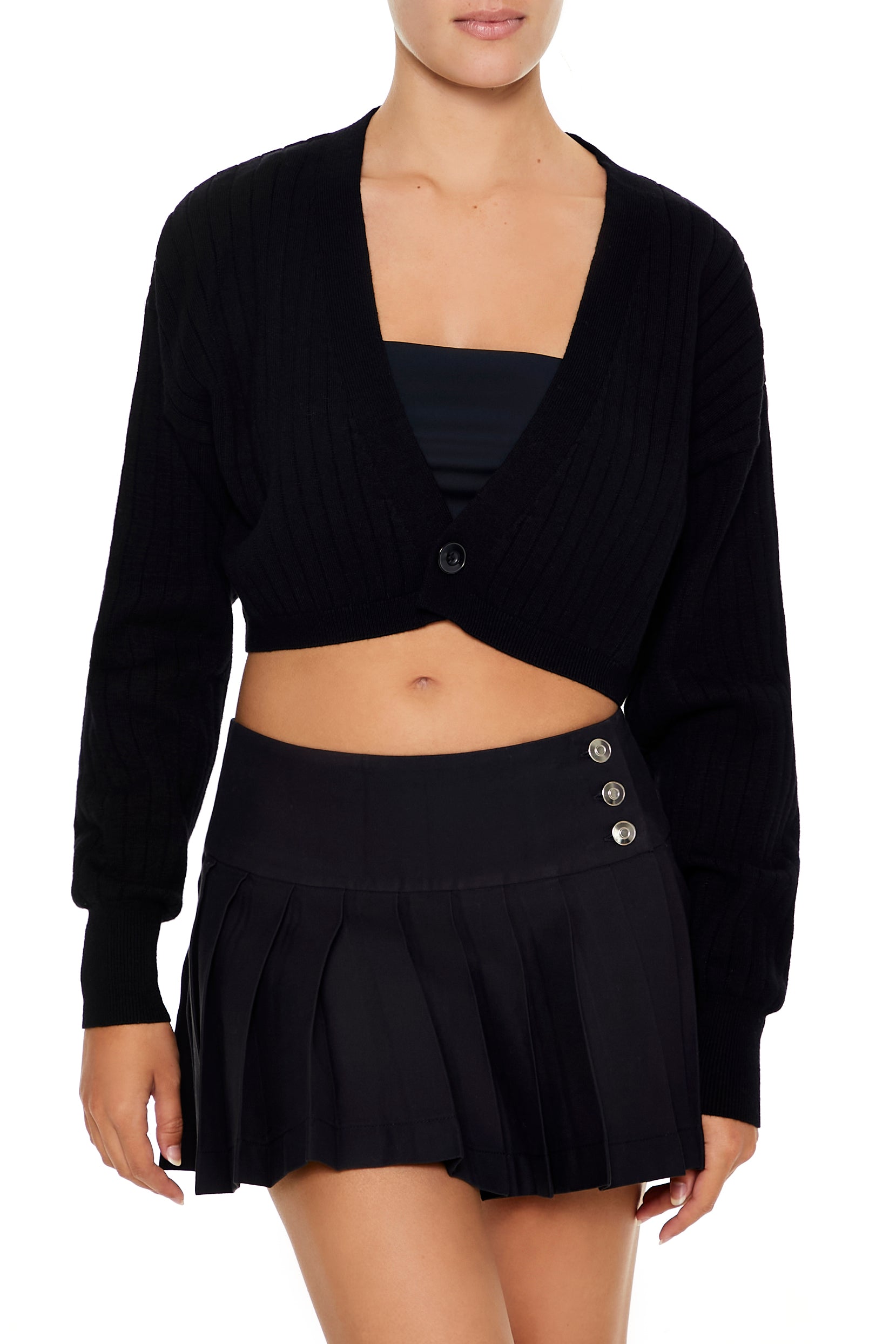 Ribbed Knit Cropped Cardigan