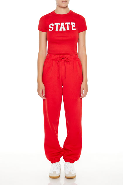 State Graphic Red Fleece Jogger