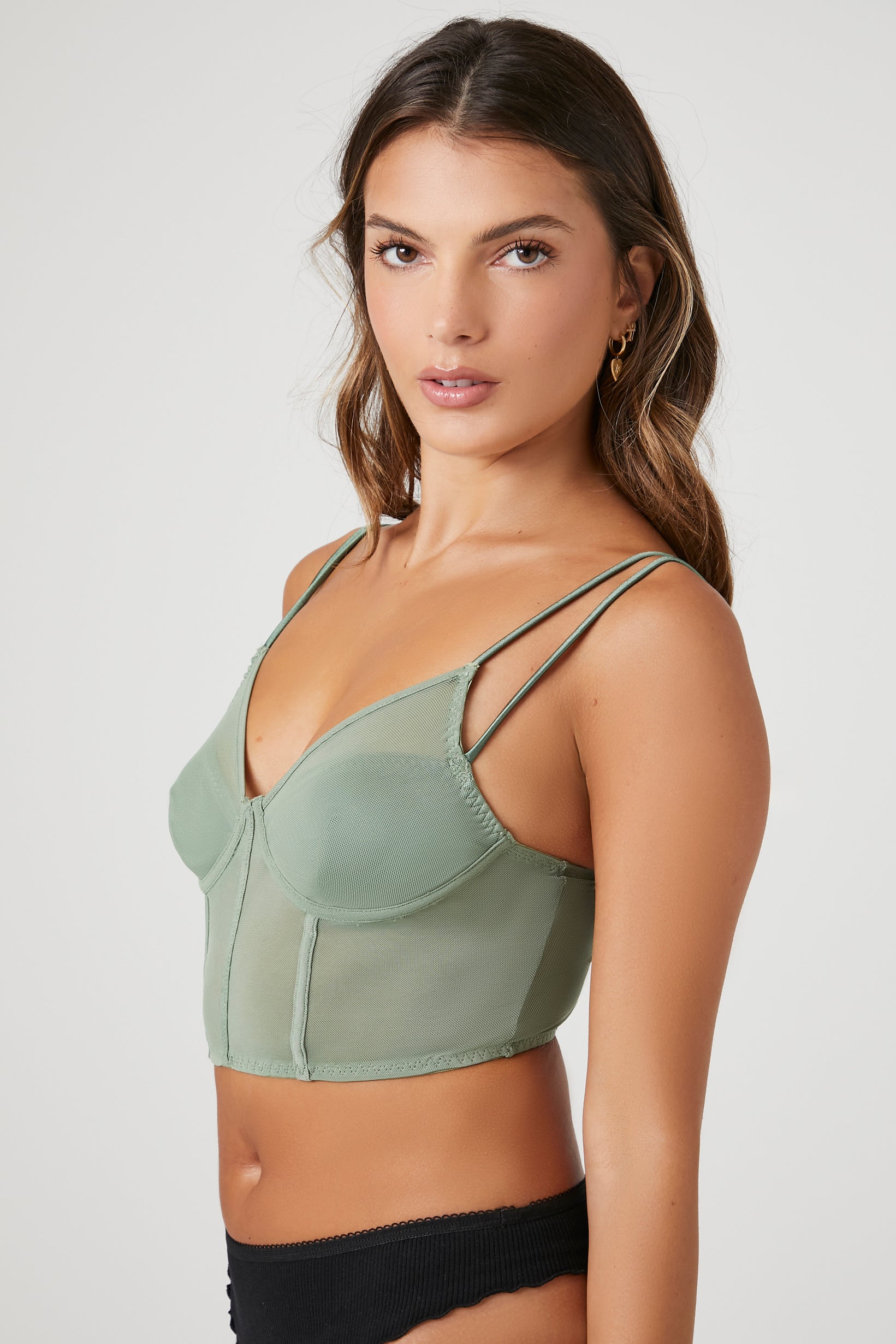 Sheer Mesh Cropped Corset Cami