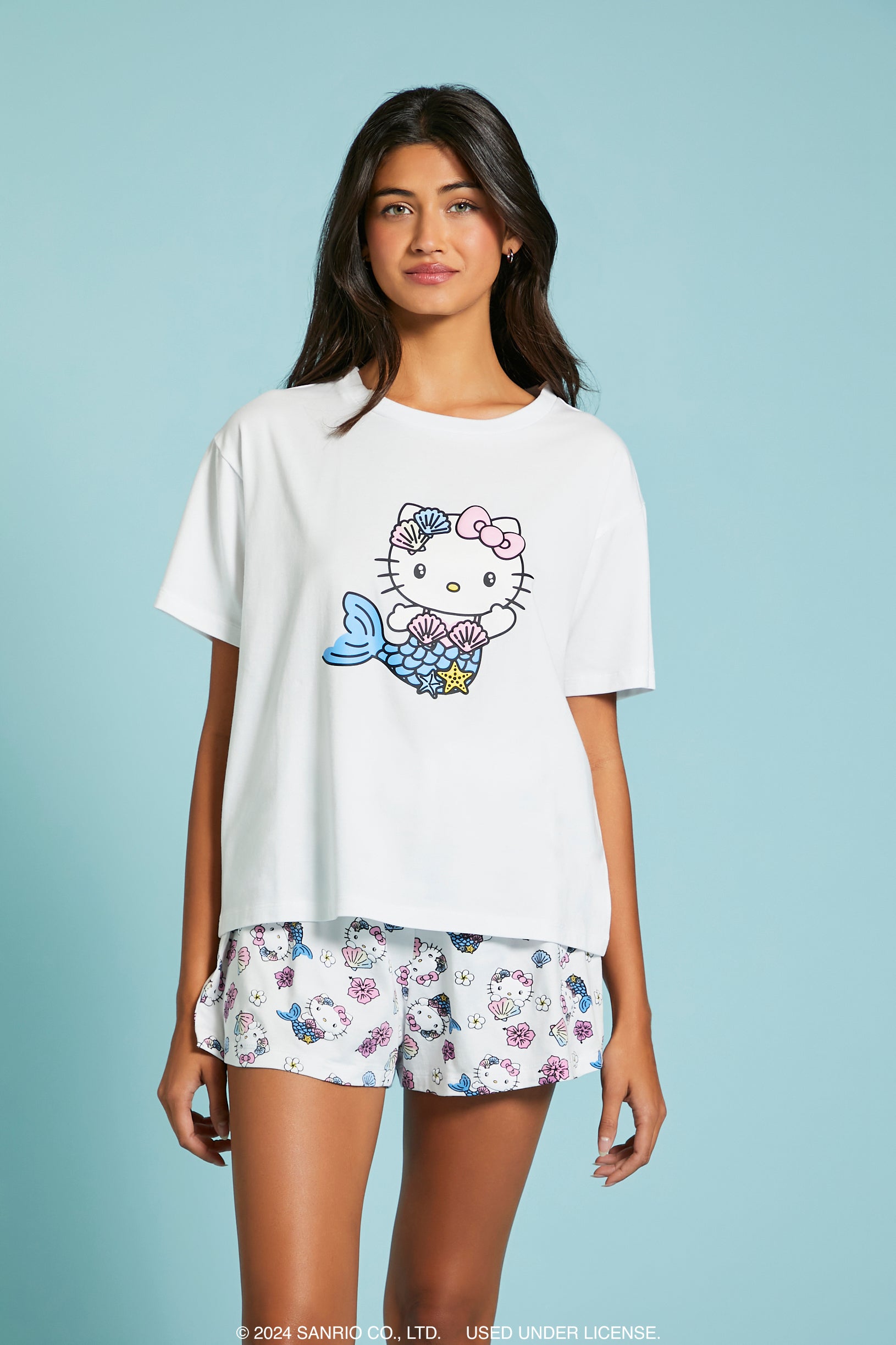 Mermaid Hello Kitty T-Shirt and Short 2 Piece Pajama Set