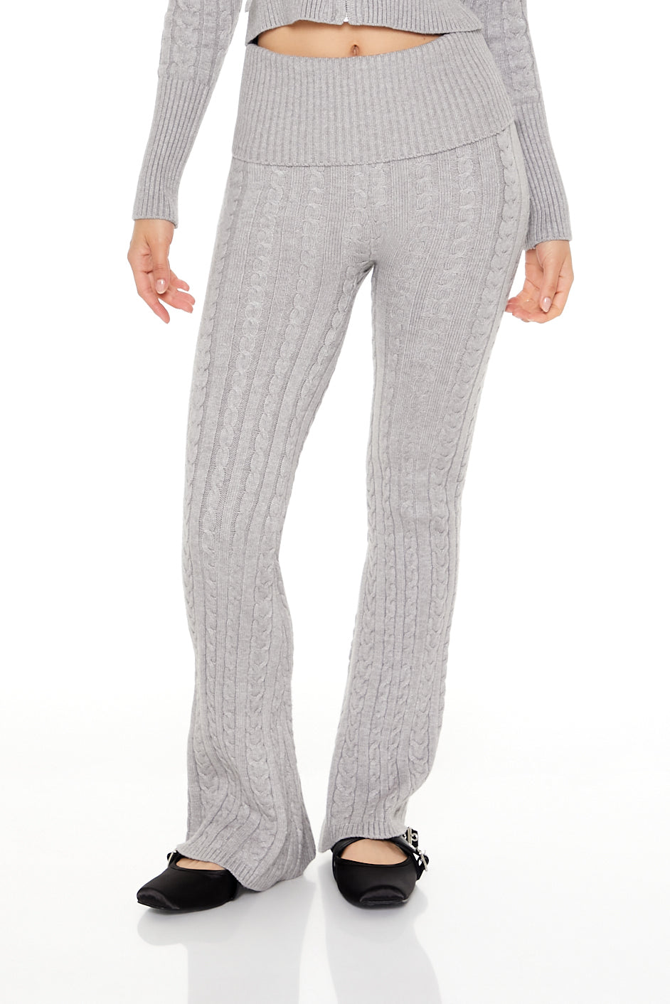 Pantalon en tricot torsadé avec taille pliée