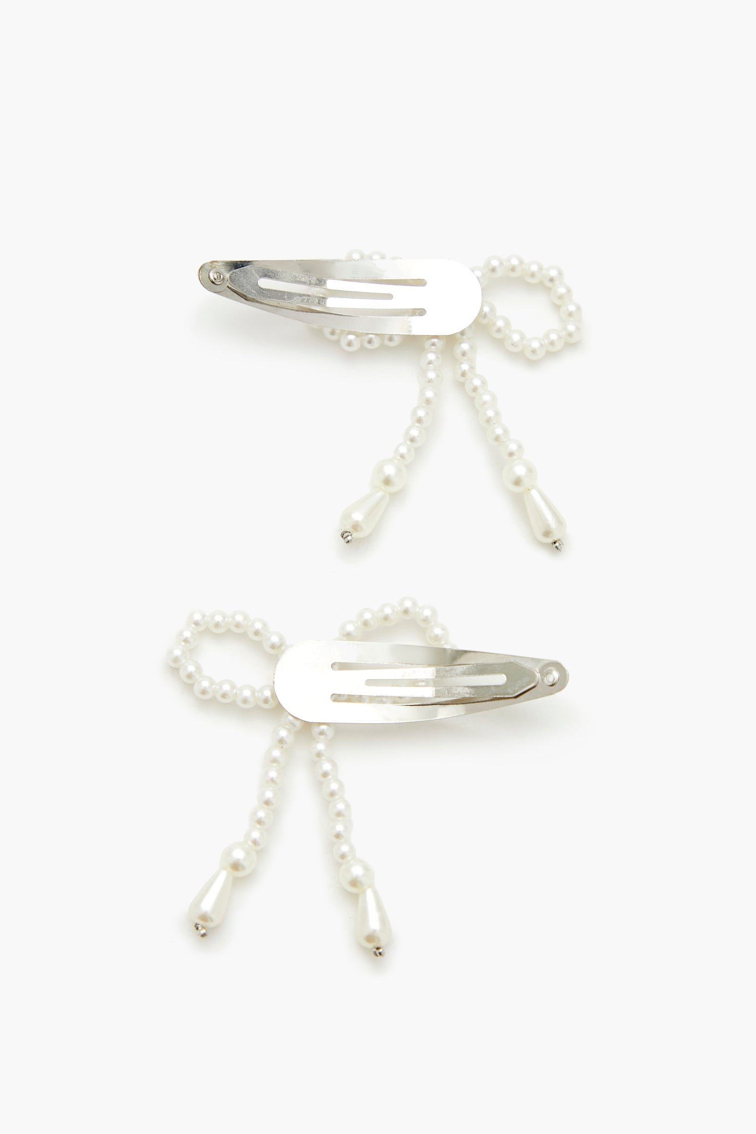 Faux Pearl Bow Hair Clips (2 Pcs)