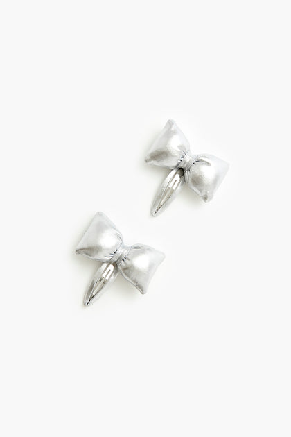 Metallic Bow Hair Clip Set