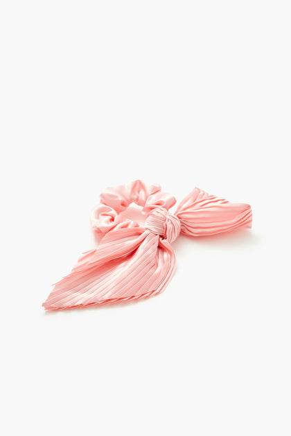 Crinkled Satin Bow Hair Scrunchie