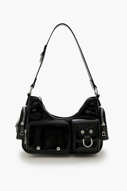 Faux Patent Leather Shoulder Bag