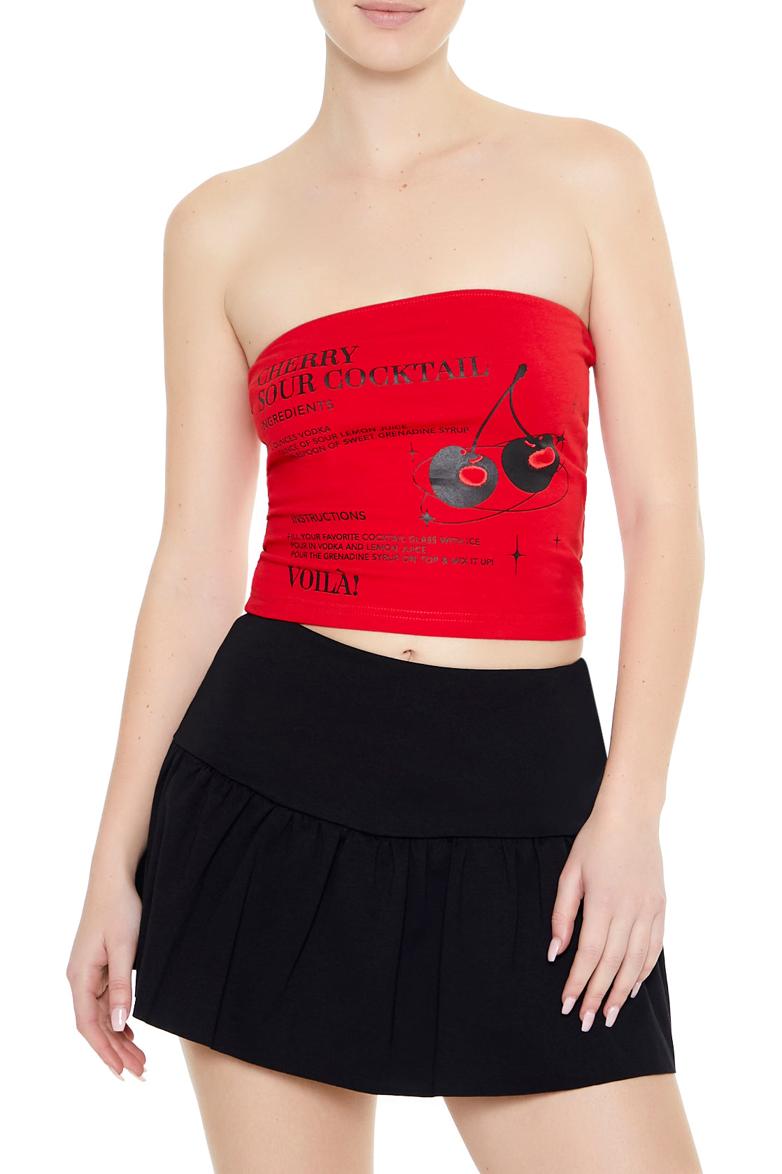 Cherry Cocktail Graphic Tube Top