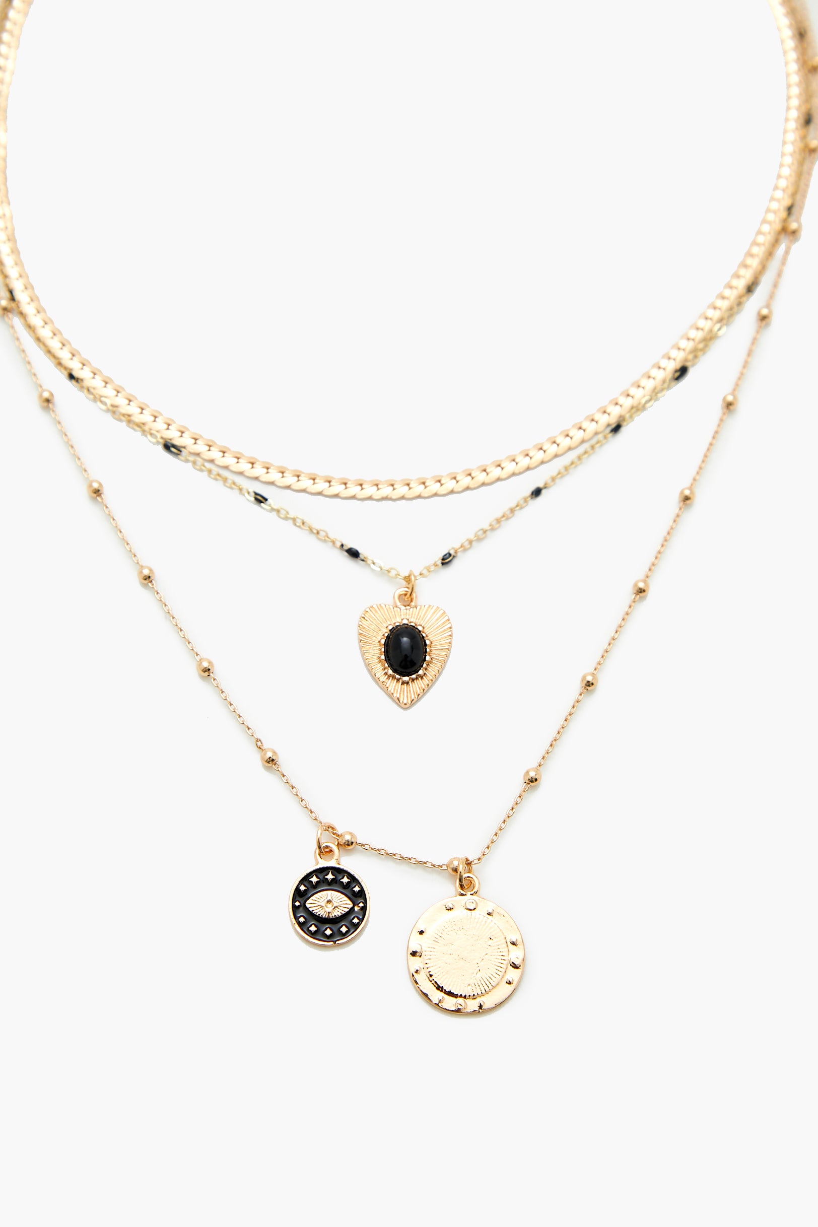 Collier superposé avec breloque Mauvais oeil