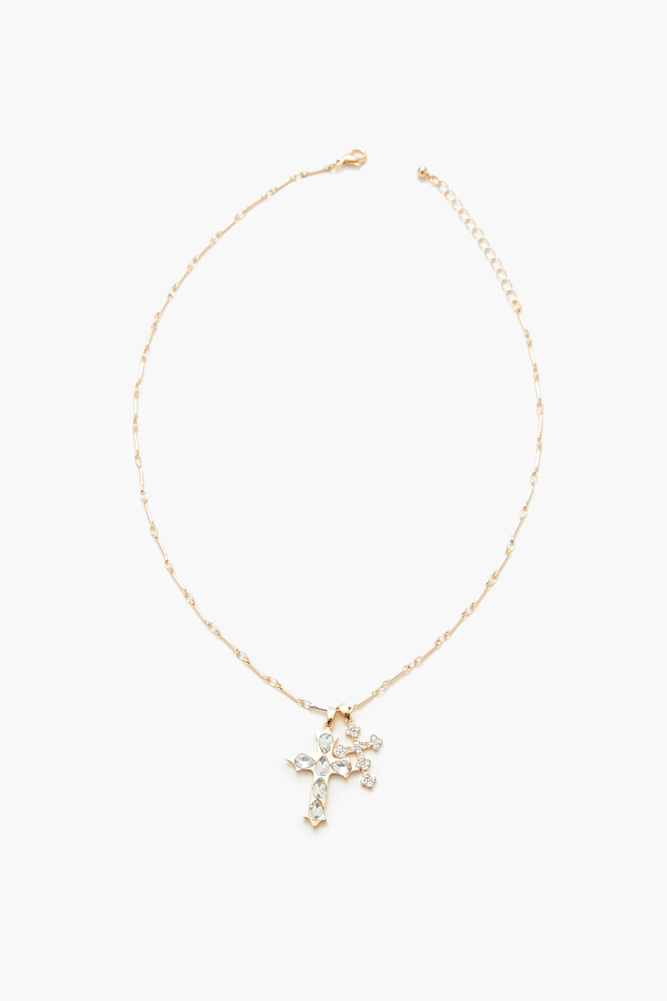 Collier avec breloque Croix en pierres du Rhin