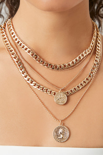 Layered Coin Pendant Necklace