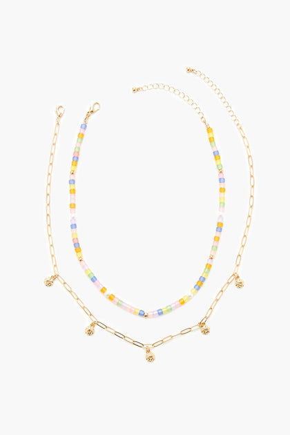 Beaded Charm Necklace Set