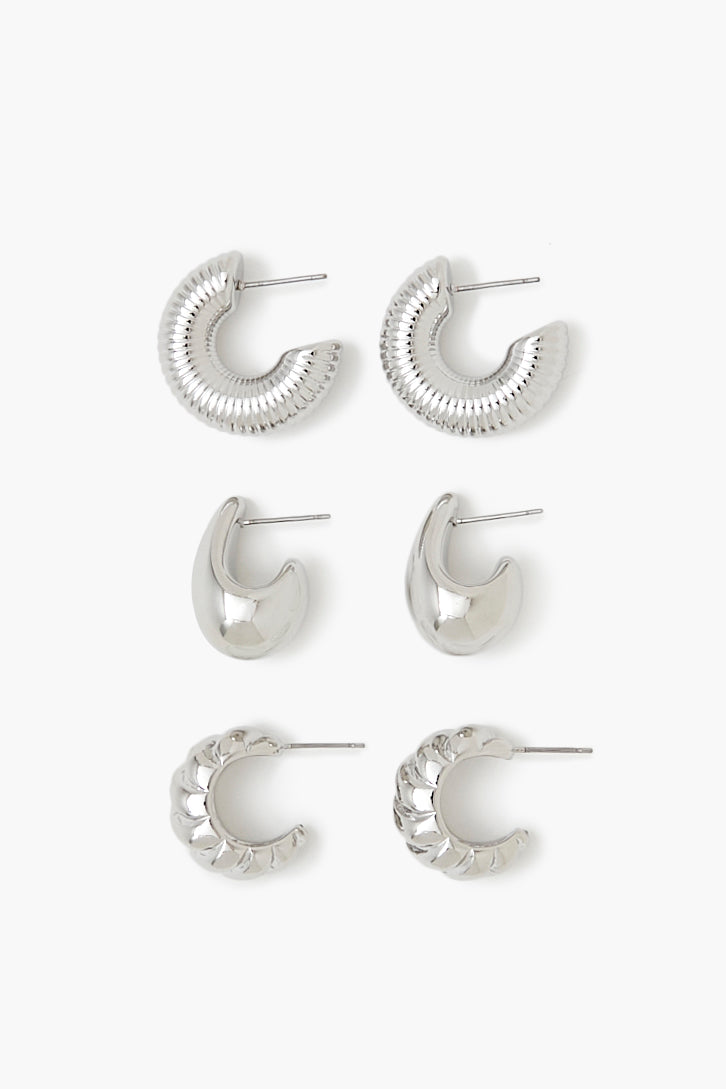 Etched Hoop Earring Set (6 Pcs)