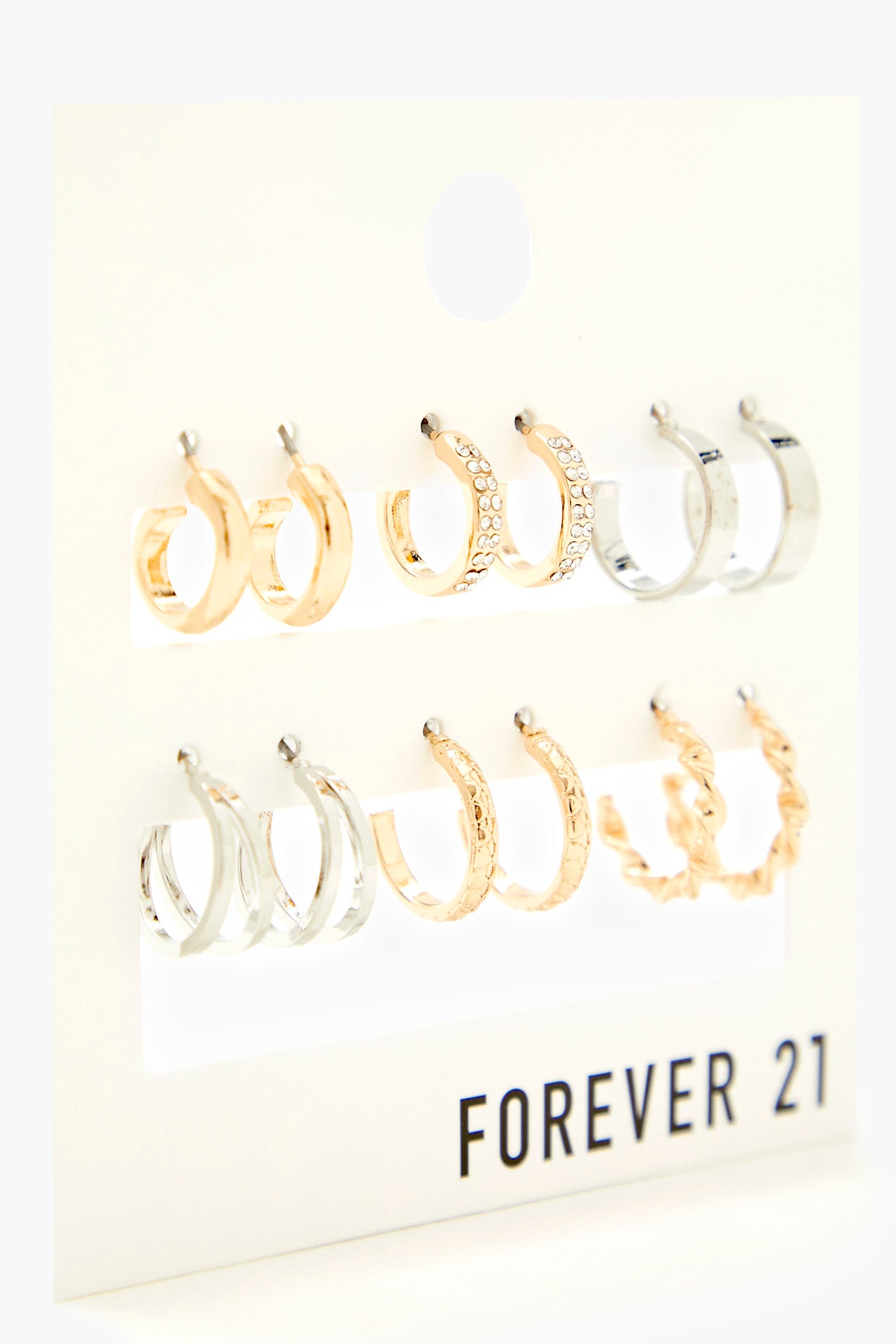 Rhinestone Hoop Earring Set (6 Pcs)