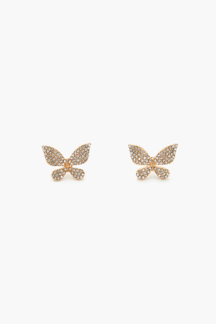 Rhinestone Butterfly Stud Earrings