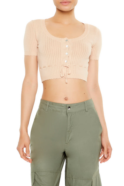 Ribbed Knit Ribbon Crop Top