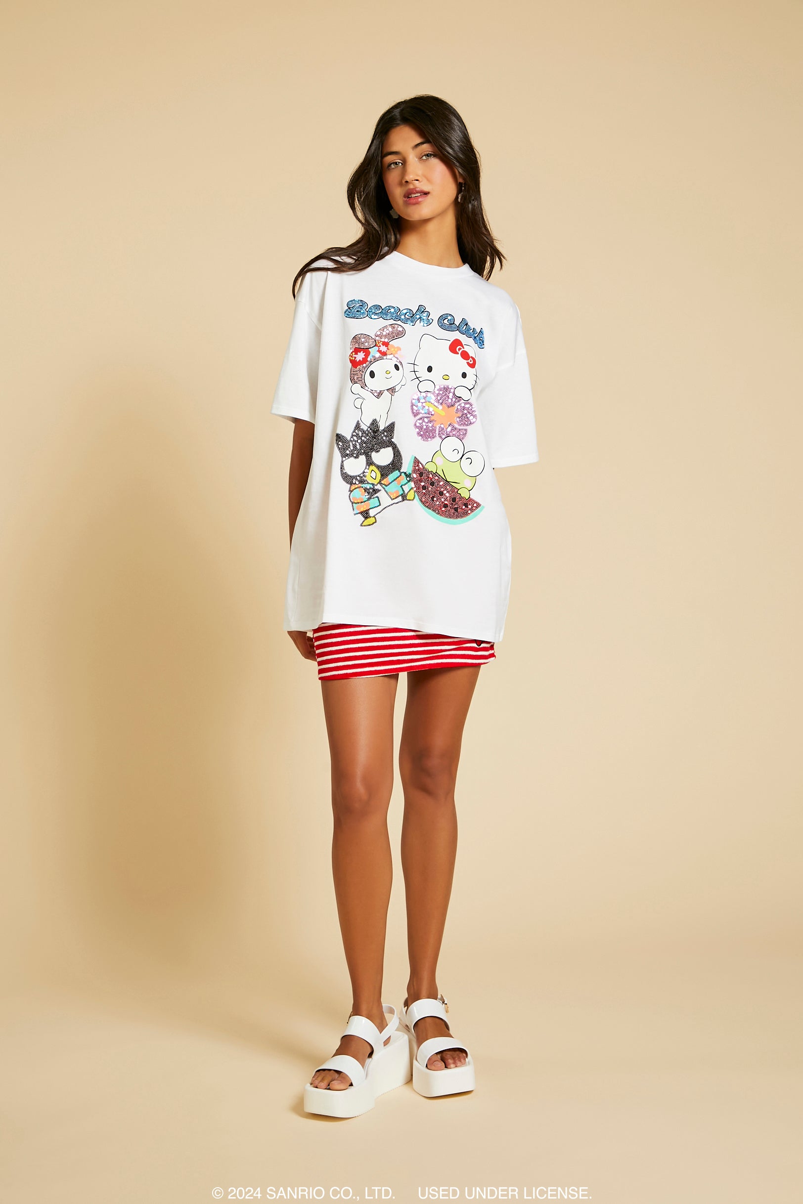 T-shirt surdimensionné à imprimé Hello Kitty Beach Club