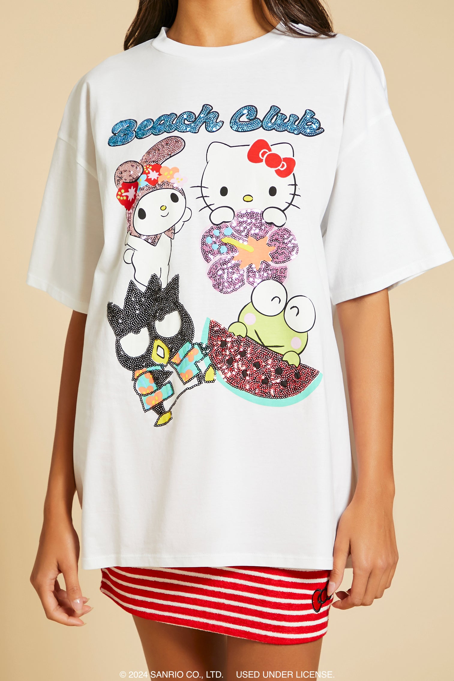 T-shirt surdimensionné à imprimé Hello Kitty Beach Club