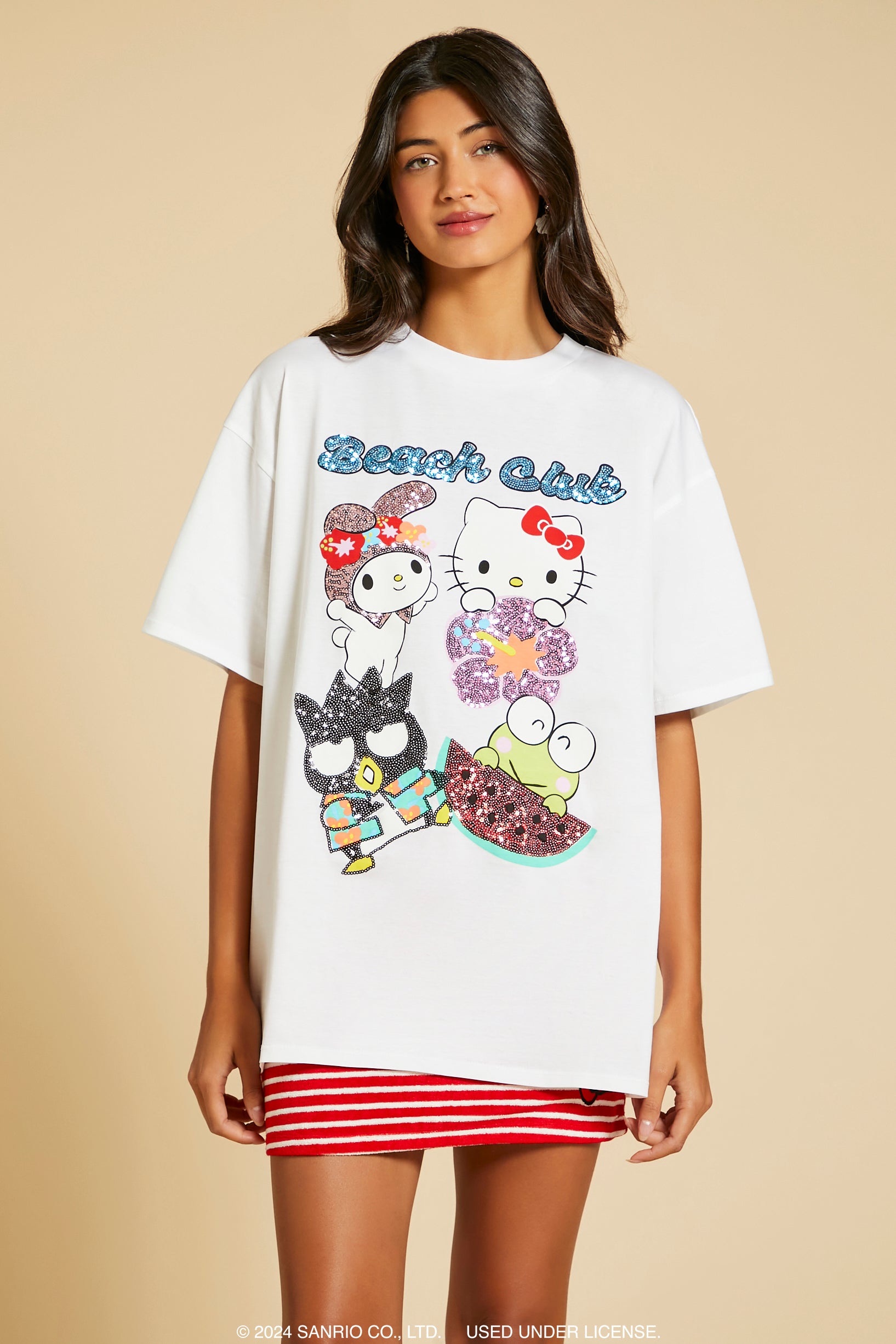 T-shirt surdimensionné à imprimé Hello Kitty Beach Club