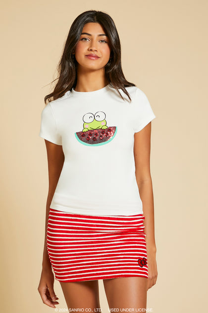 T-shirt à imprimé Keroppi melon d'eau avec paillettes