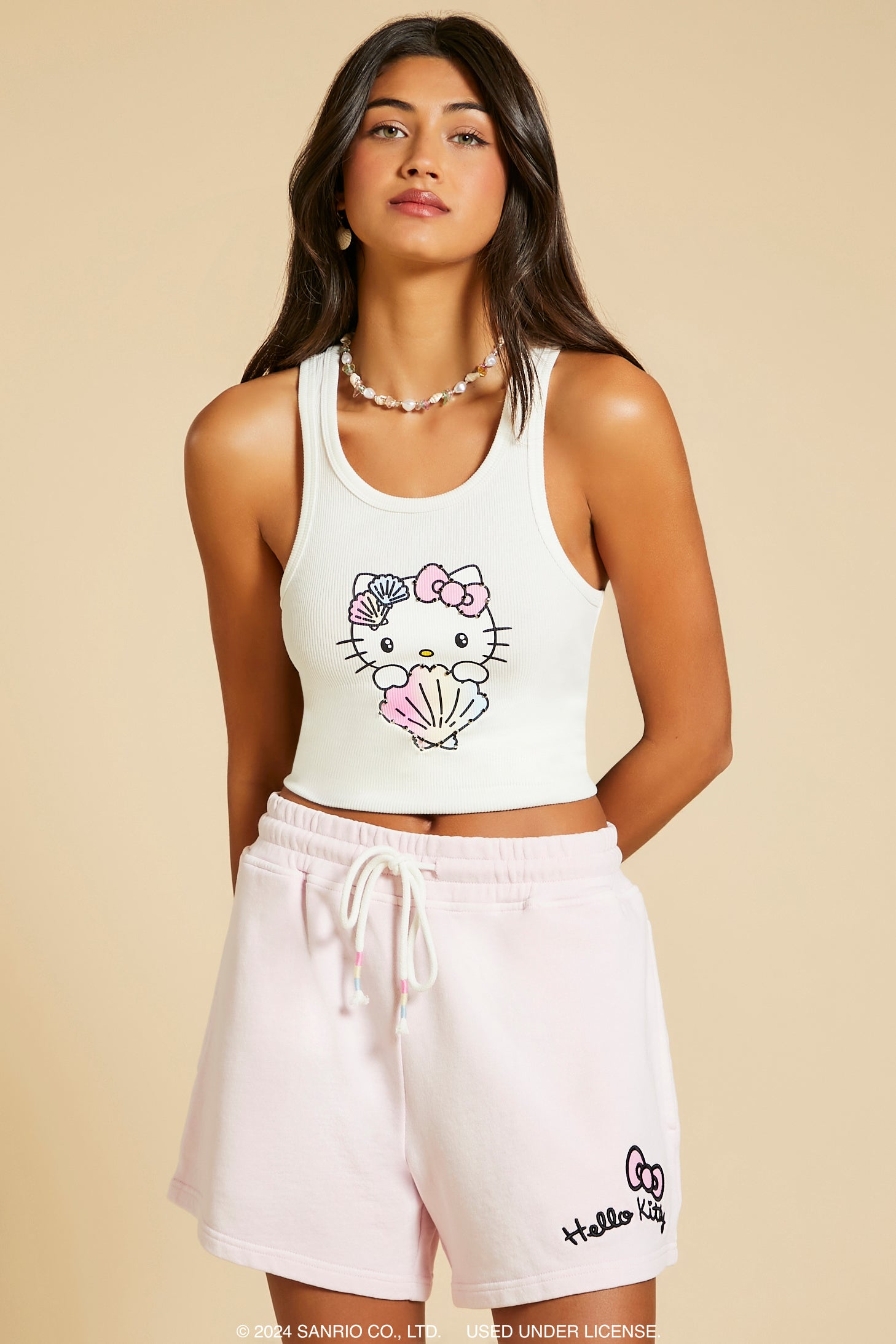 Hello Kitty Mermaid Graphic Cropped Tank Top