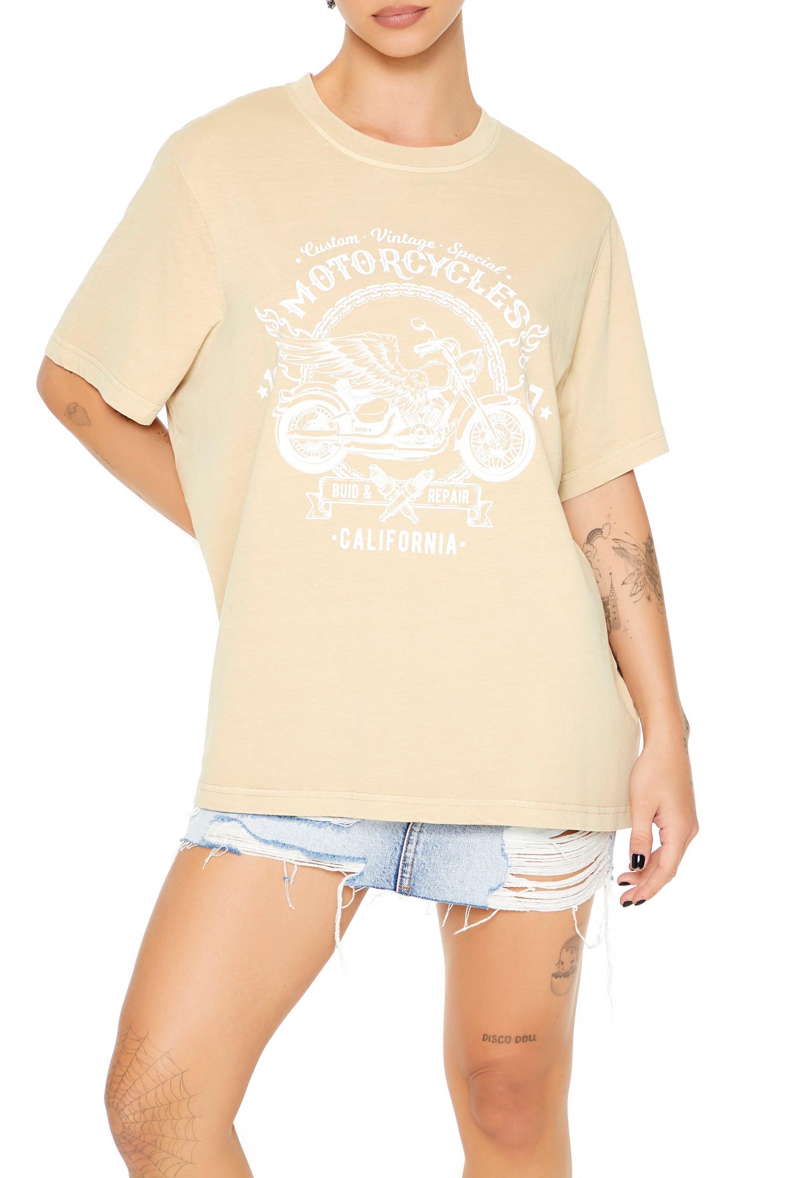 Motorcycle Graphic Oversized T-Shirt